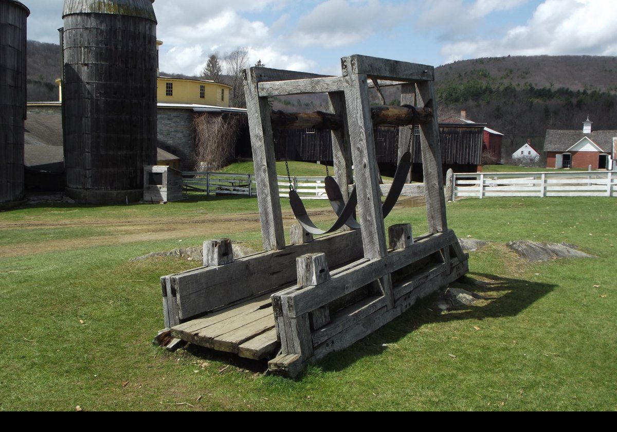 The animal sling located behind the Round Barn.