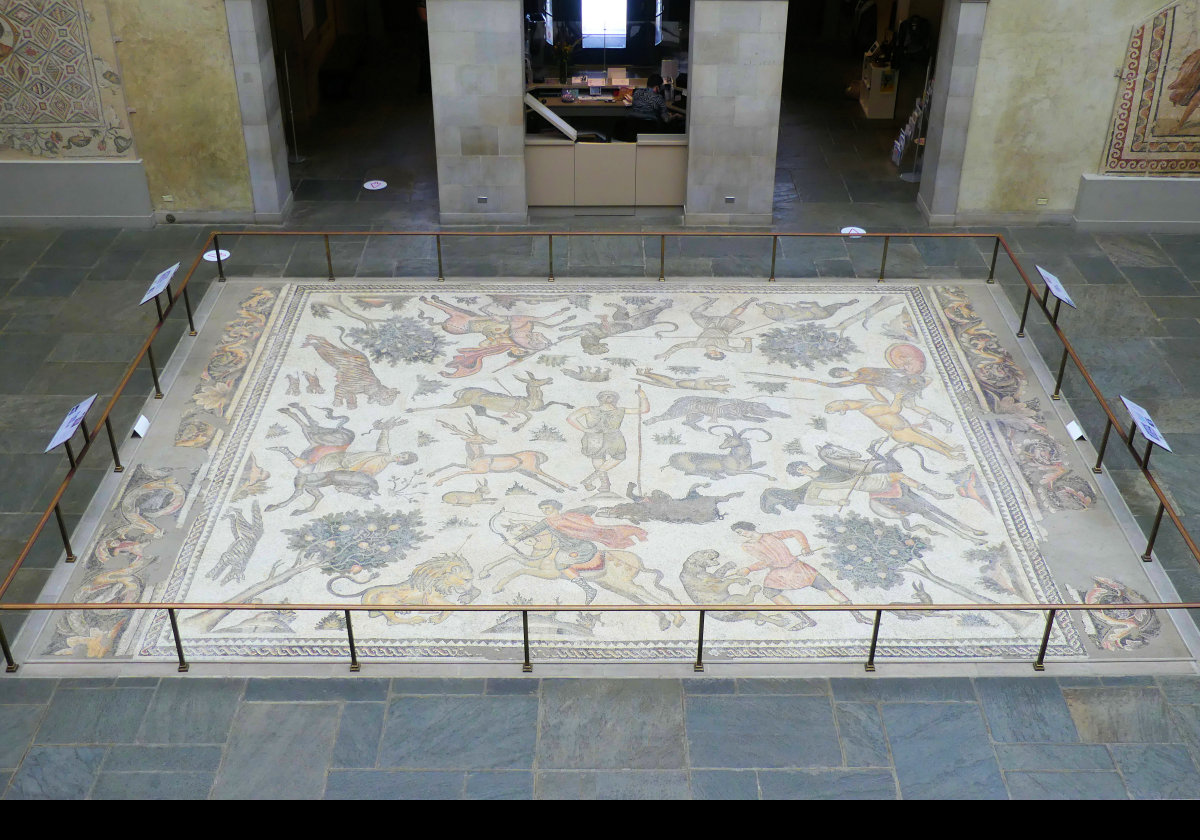 The "Worcester Hunt" mosaic that is on the floor of the entrance lobby.  More information on the next slide.