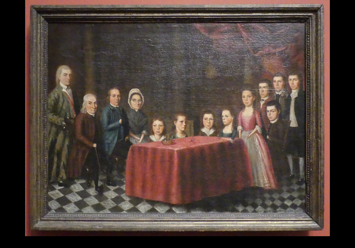 A painting of his extended family by Edward Savage in around 1779.  The next image has more information on the painter and the painting.