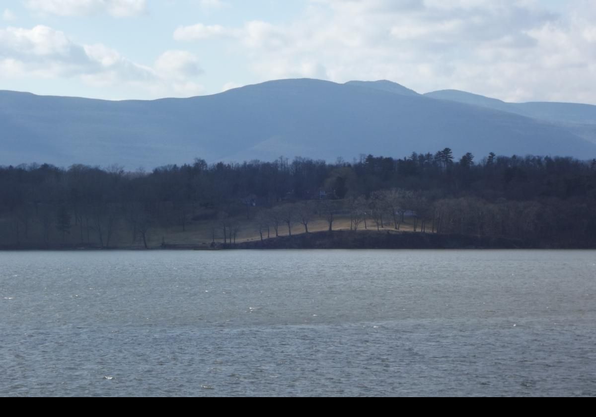 View of the Hudson River and the grounds of the estate.