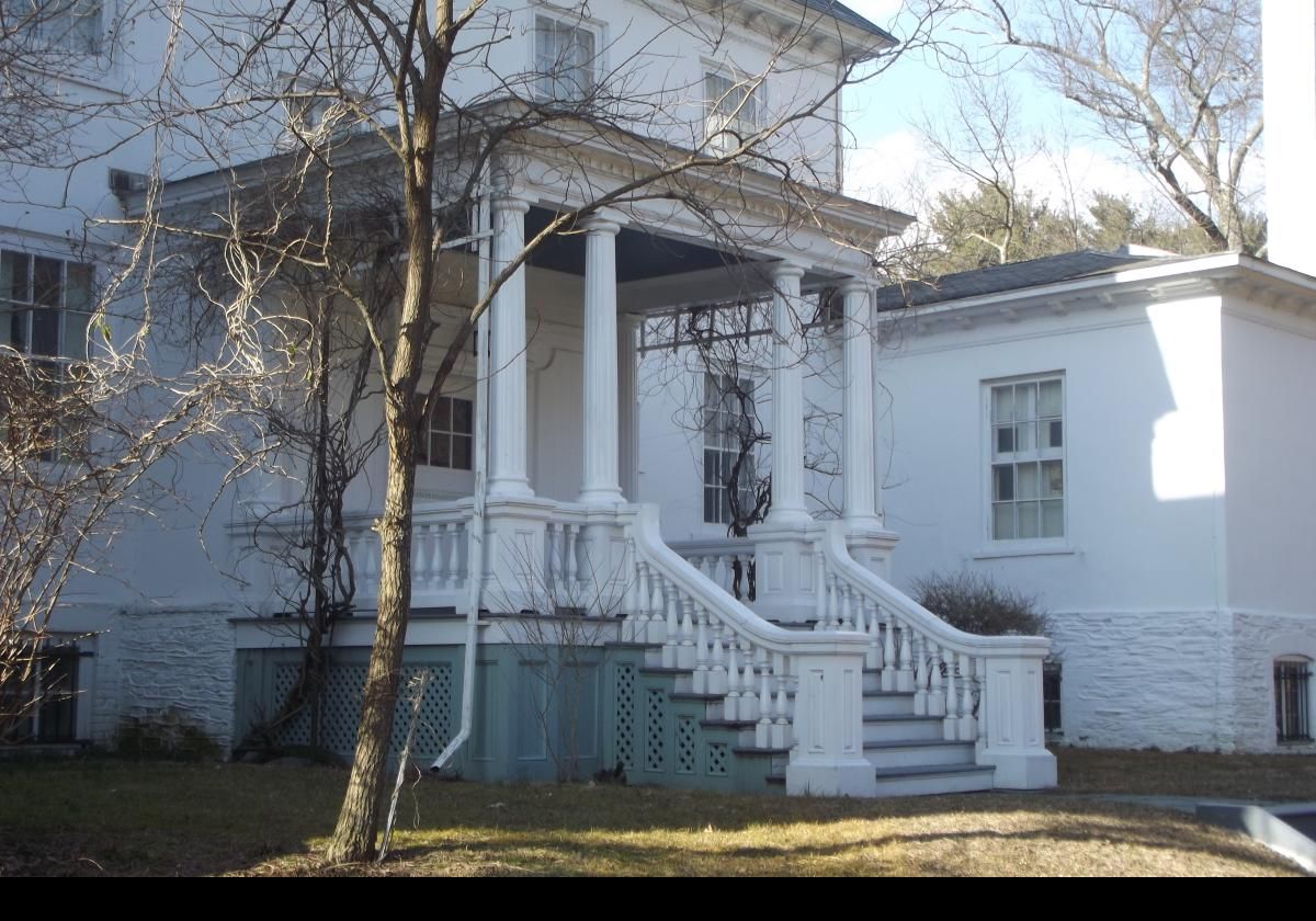 The main entrance at the front of the house. It faces away from the Hudson River.