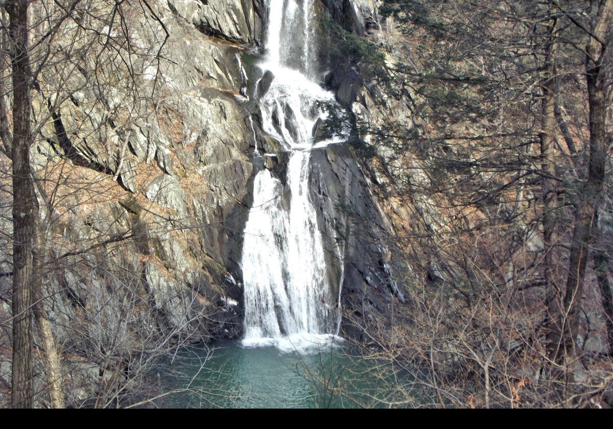 The lower section as the water tumbles into the pool.