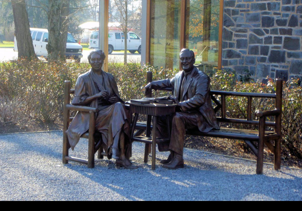 Our first stop on the tour is to see this pair of bronzes of Franklin and Eleanor. StudioEIS cast them for the opening of the visitor center in 2003.