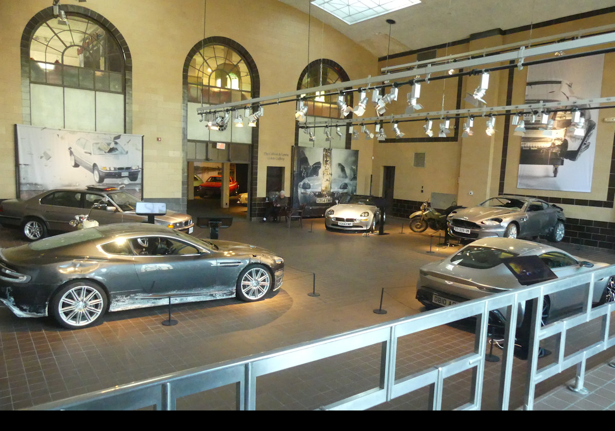 The main showroom with a slection of the Bond Movie Cars.