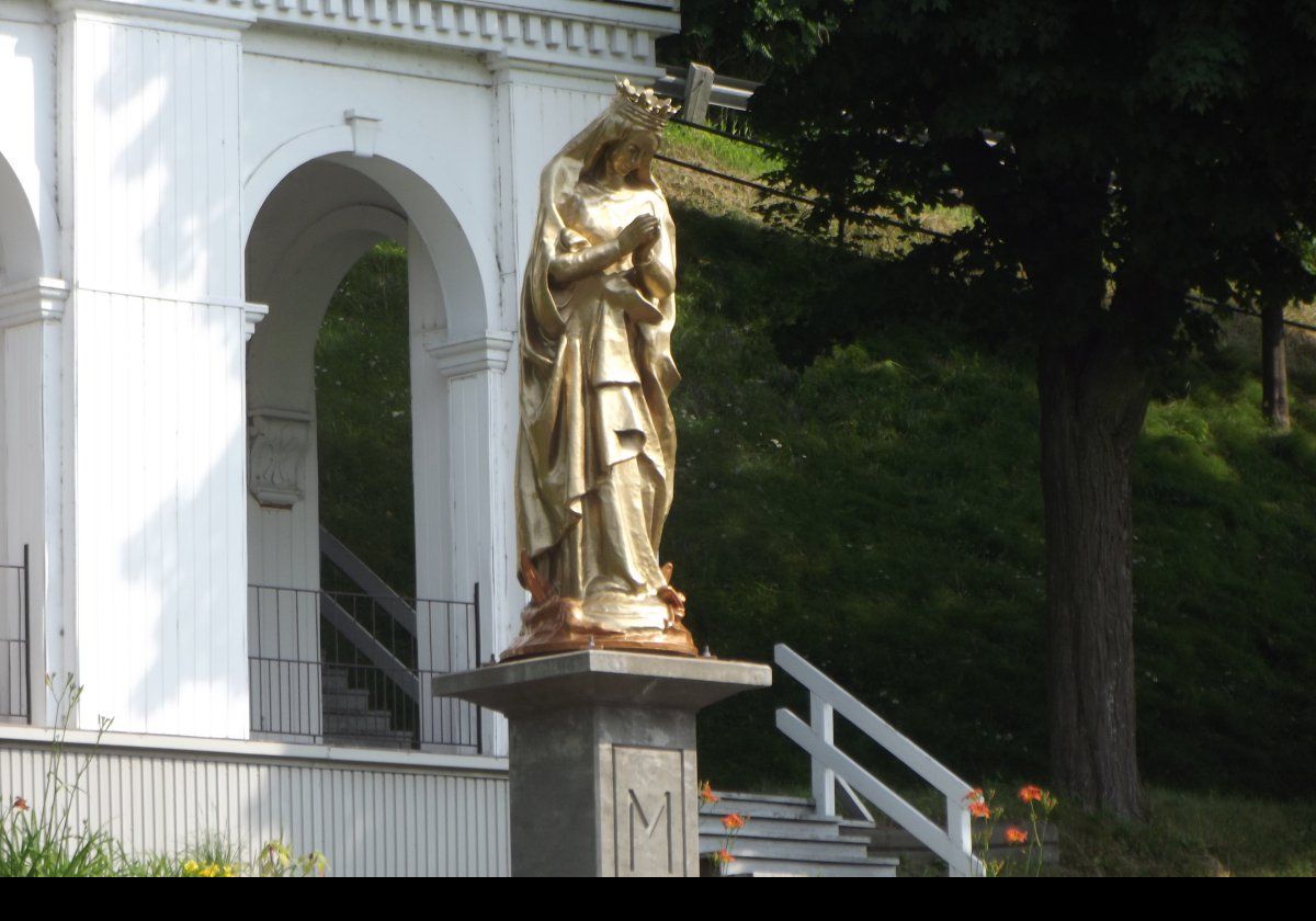 This Louis Jobin statue of the Immaculate Conception in front of the Scala Santa originally stood in front of the old Basilica.