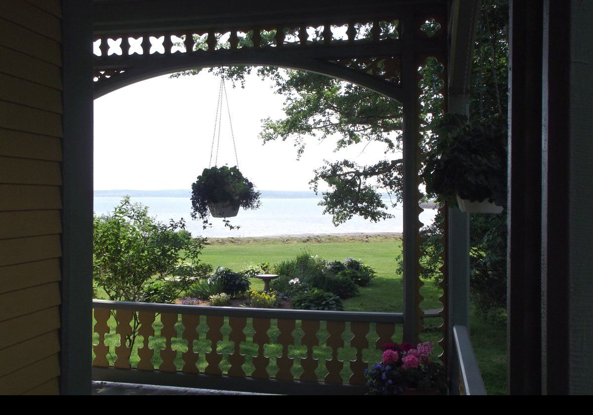The corner of the wrap around porch looking out to sea.