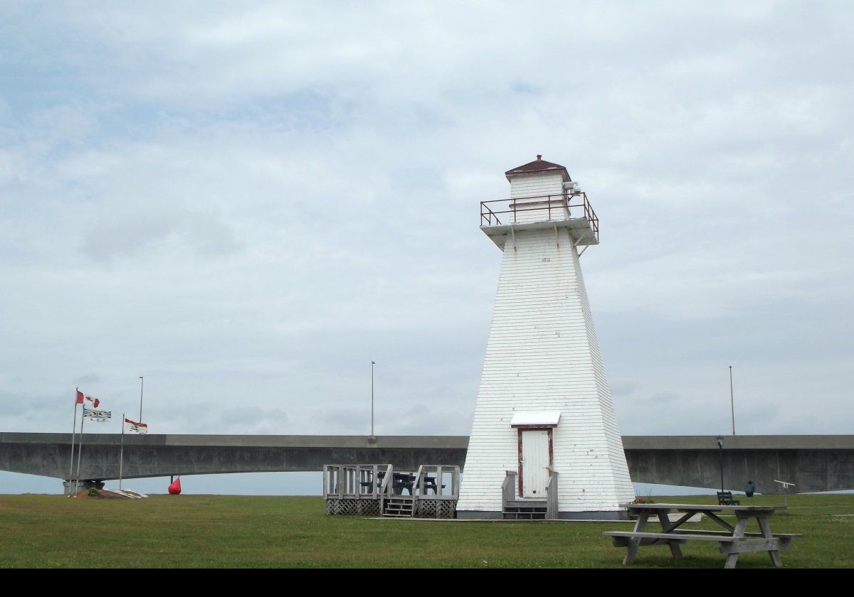 The Port Borden Range Front & Rear lighthouses went into service in 1918.  This, the rear tower, is now located & preserved in the Marine Park in Borden-Carleton near the start of the Confederation Bridge.  The front light has been abandoned.  Click the picture for more information - opens on a new page.