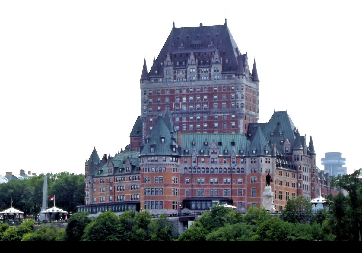 Built for the Canadian Pacific Railway company on land occupied originally by the the Château Haldimand, the Château Frontenac opened in 1893 and has a number of later additions including the central tower that was added in 1924.  