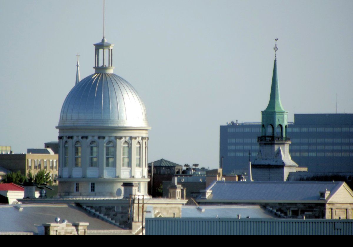 The Dome of Bonsecours Market.  Designed by William Footner, construction of Bonsecours Market started in 1844 and it opened in 1847.  In 1849 it was used by the Legislative Assembly of the Province of Canada, and between 1852 & 1878 it became City Hall.  Otherwise, it was Montreal's main market.  