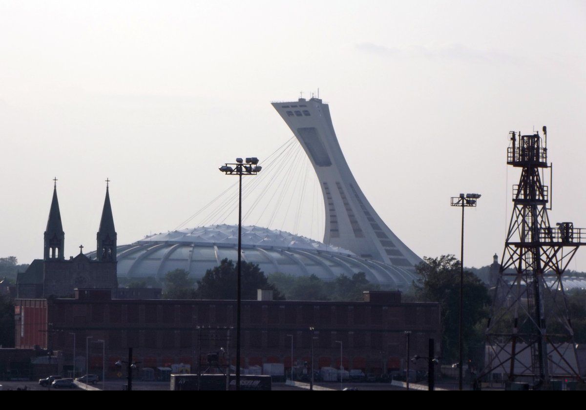 The Olympic Stadium including Montreal Tower the tallest inclined tower in the world.