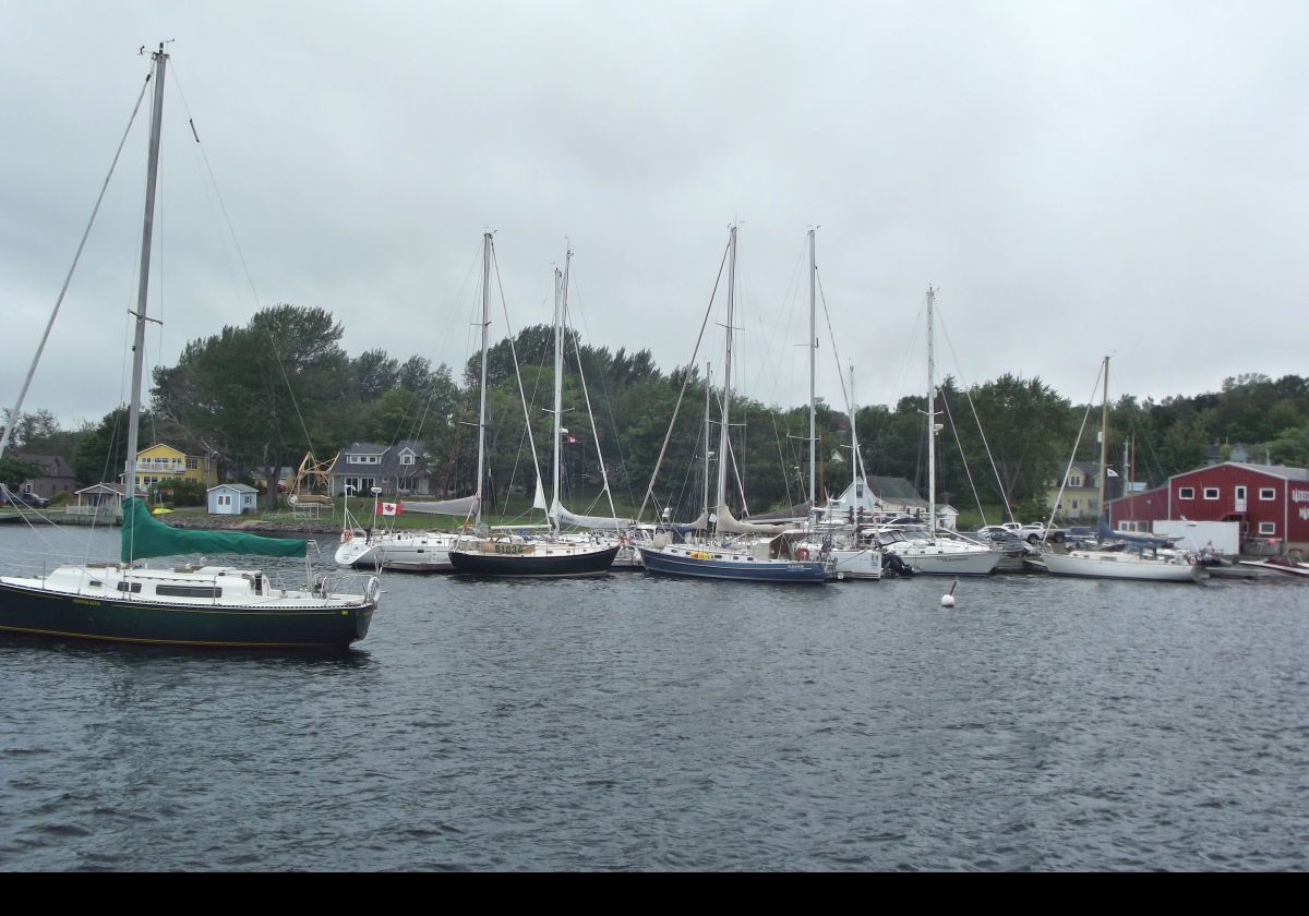 Baddeck Harbor with the Baddeck Community Wharf on the right.