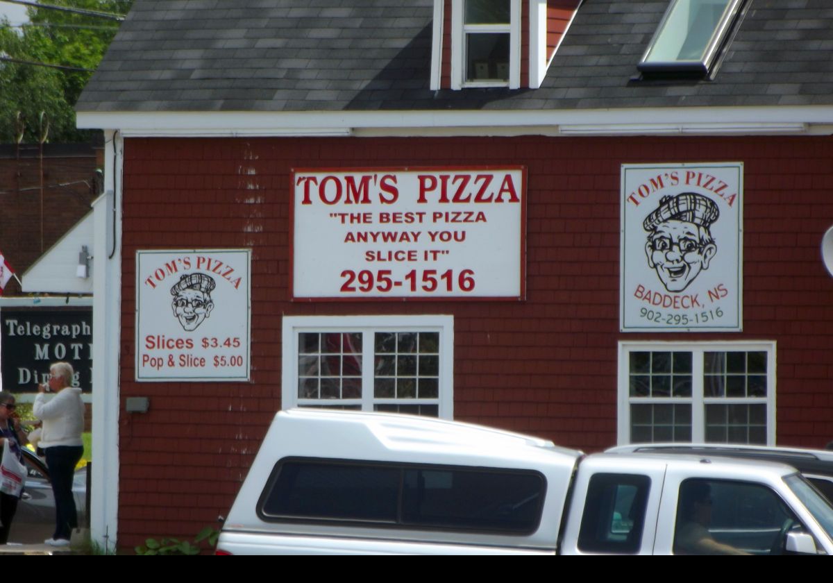 Tom's Pizza on Chebucto Street in Baddeck. Not sure about the BEST pizza, but it was very good! Thanks Tom.