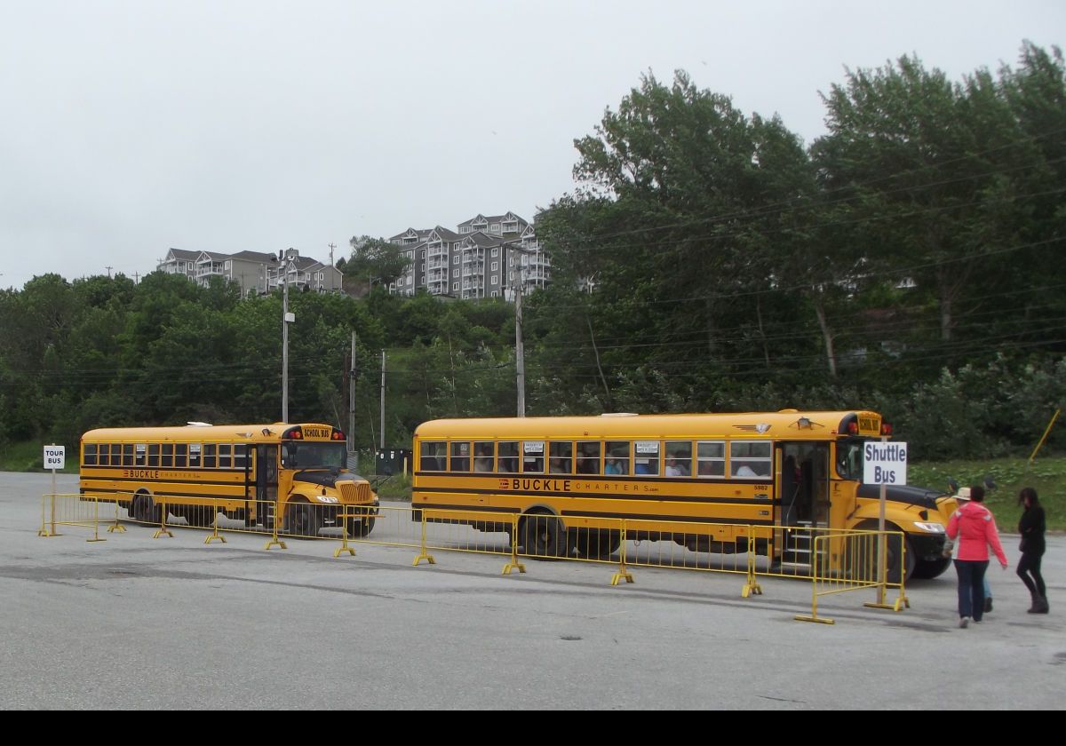 Back fron ourrailway museum visit, we are about to take the shuttle bus to the town center.  In Alaska, school buses are often used as shuttles, and even as rather uncomfortable tour buses!