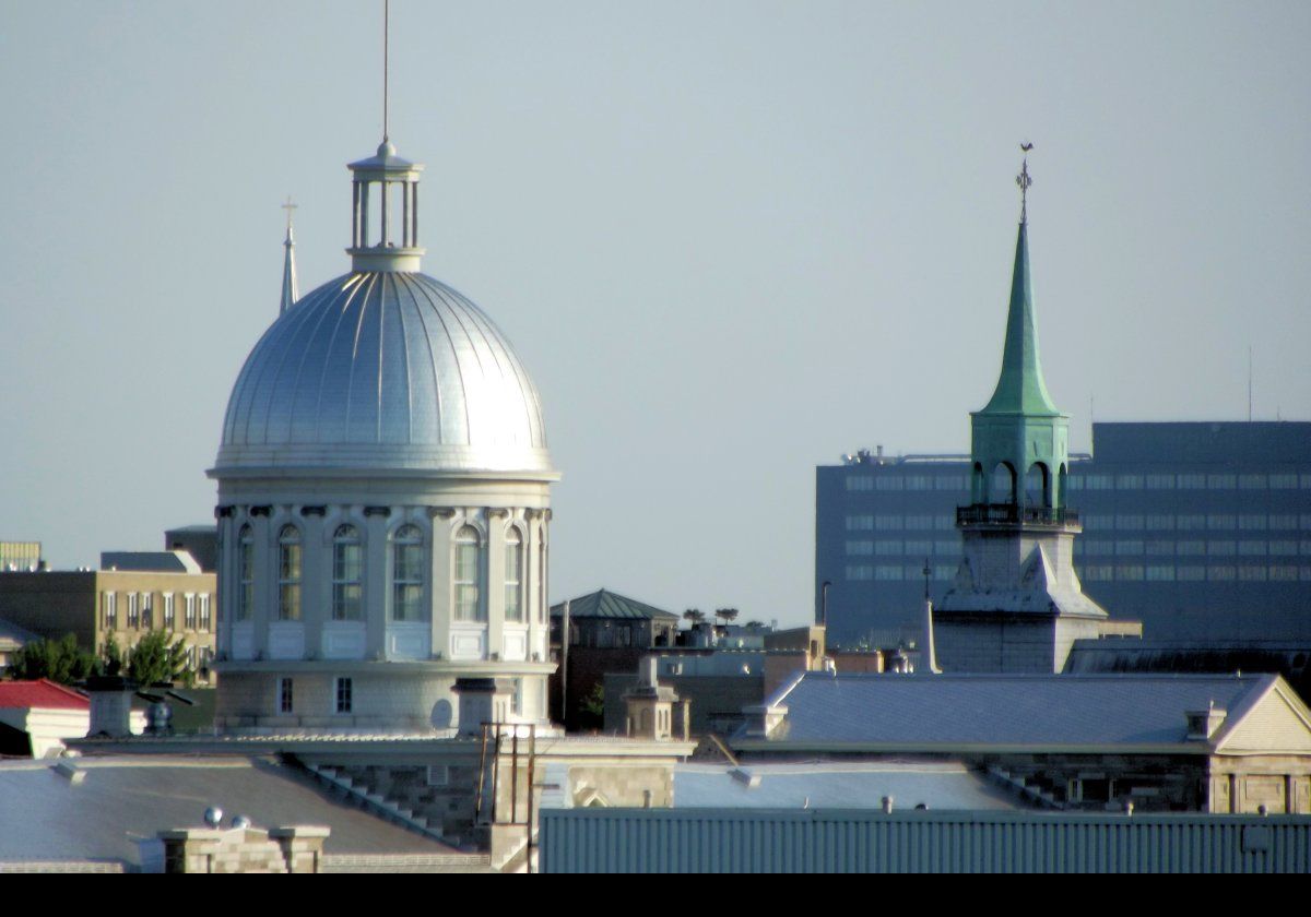 The Dome of Bonsecours Market.  Designed by William Footner, construction of Bonsecours Market started in 1844 and it opened in 1847.  In 1849 it was used by the Legislative Assembly of the Province of Canada, and between 1852 & 1878 it became City Hall.  Otherwise, it was Montreal's main market.