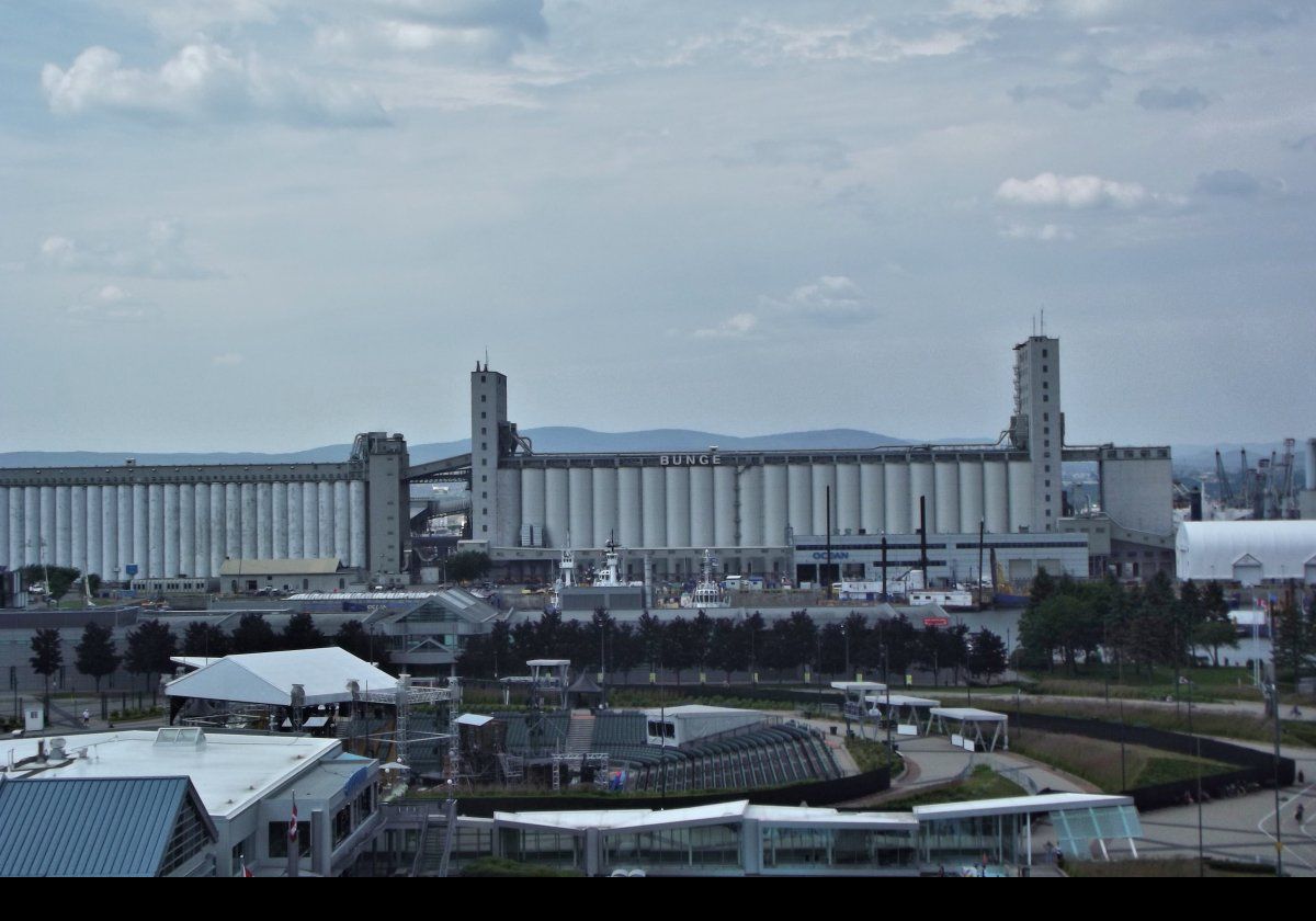 Bunge Ltd trades and processes many raw agricultural products, like soy and grains.  These silos are huge, and located just across the Bassin Louise from where we were moored at Pier 22.