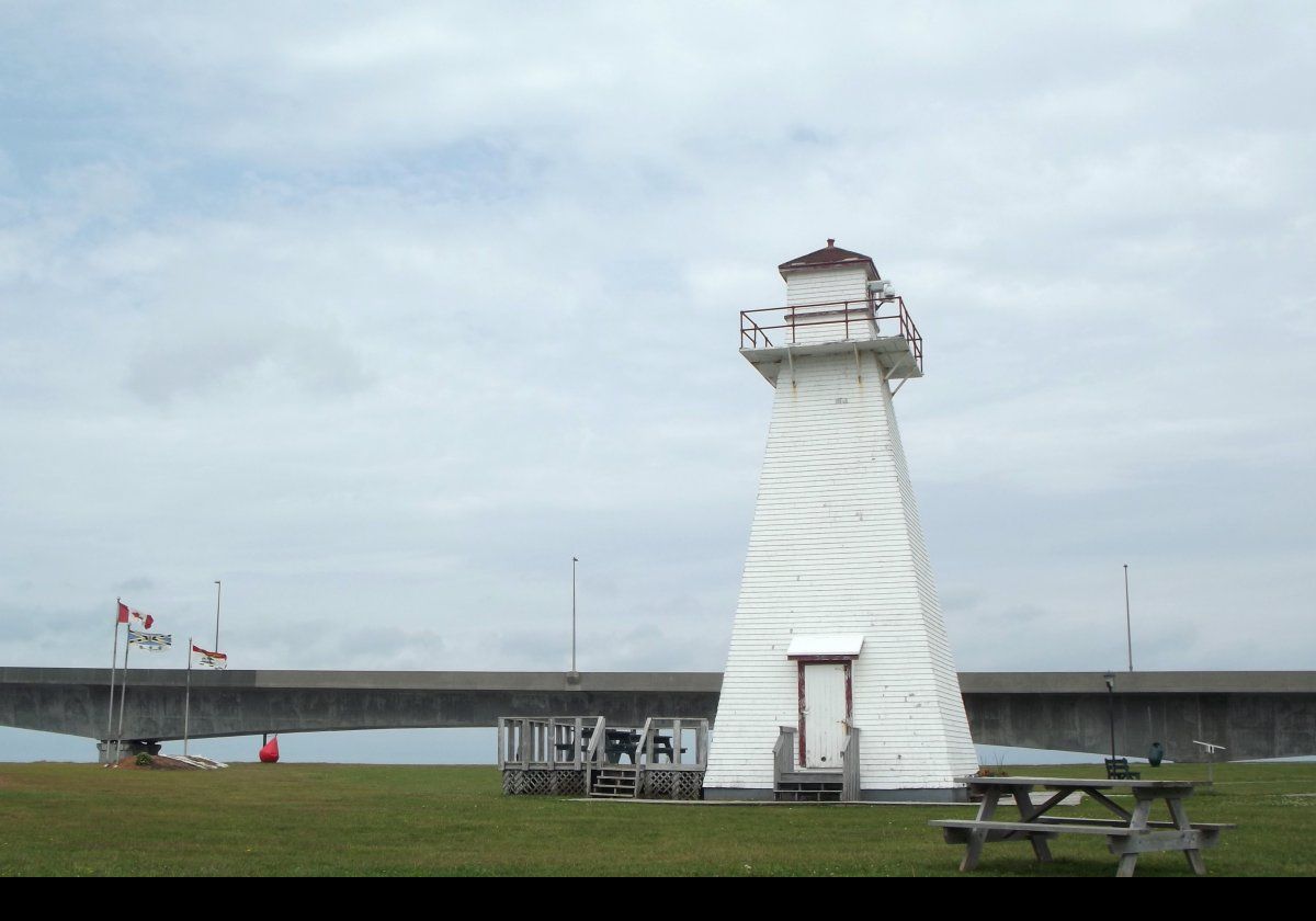 The Port Borden Range Front & Rear lighthouses went into service in 1918.  This, the rear tower, is now located & preserved in the Marine Park in Borden-Carleton near the start of the Confederation Bridge.  The front light has been abandoned.  There is more information on the next picture.