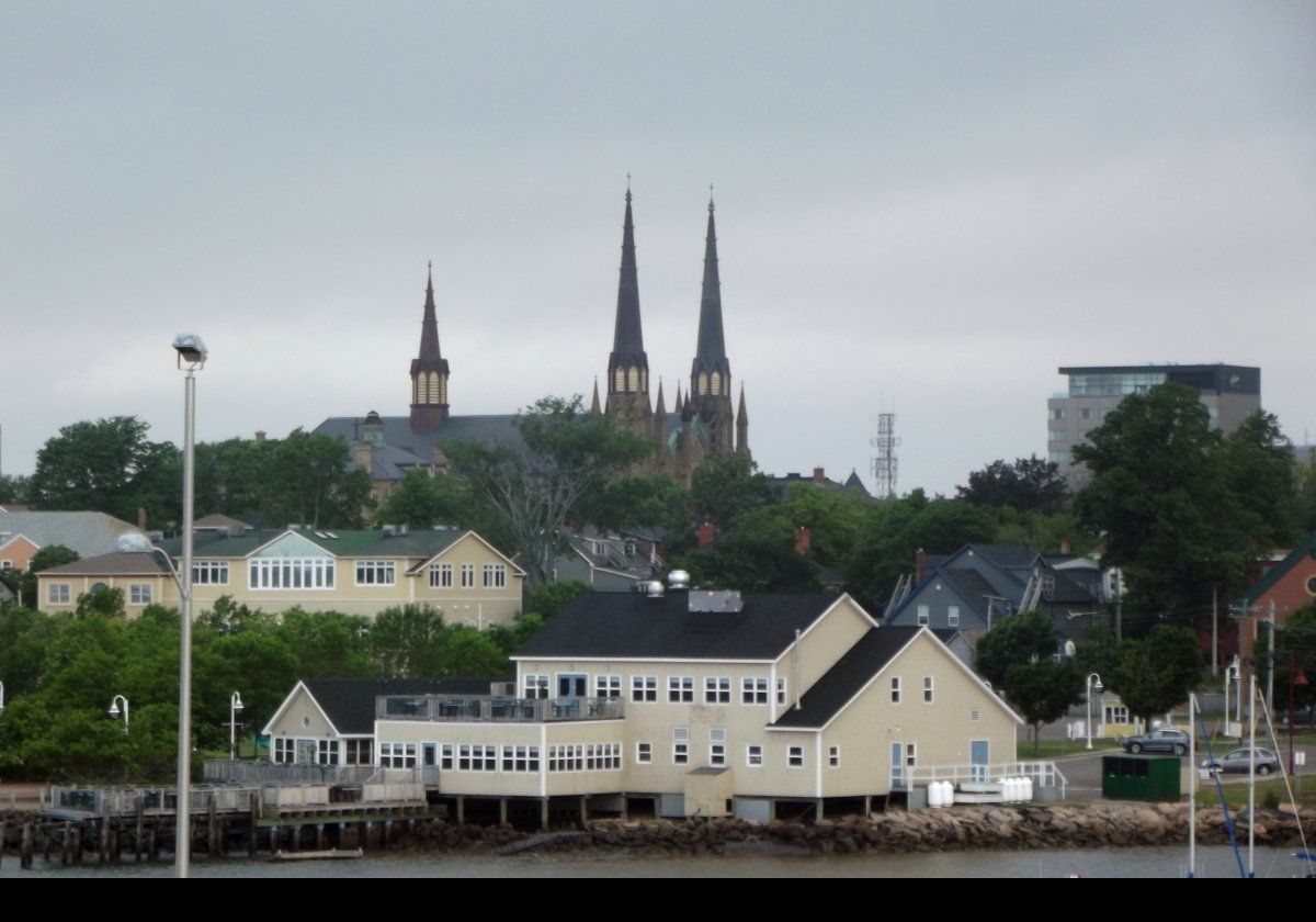 The waterfront with the spires of St. Dunstan's Basilica in the background.