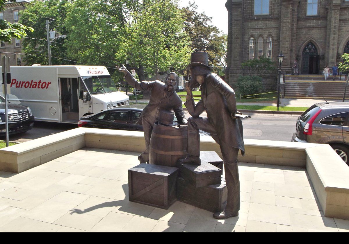 Another view of the statue of the two John Hamilton Grays.