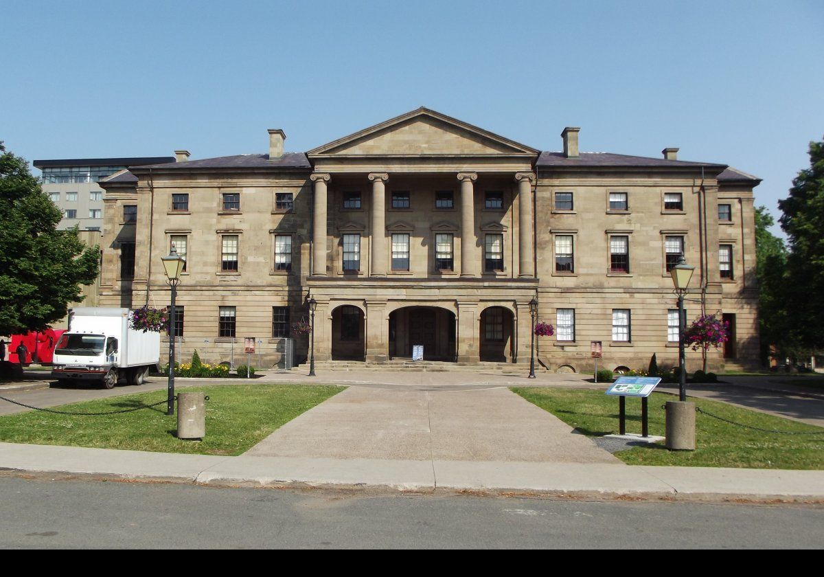 Built between 1843 & 1847, Province House is where the Legislative Assembly of Prince Edward Island meets; though presently it is closed for renovation.  In 1864, the building was used during the Charlottetown Conference that resulted in the creation of the Canadian Confederation.  Click the image to see a closeup of the commemorative plaque.