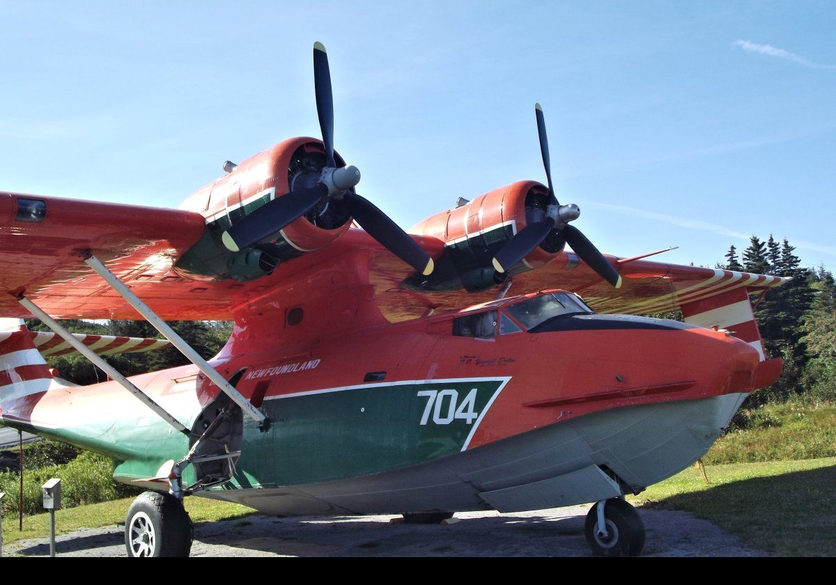 A duplicate of a Canso aircraft used for fighting forest fires.  Ron Penney and Yannick Dutin were assigned to fly a Canso from Goose Bay, where it had been fire fighting, back to Newfoundland.  Unfortunately, that plane went down fighting a fire near Bay St. George killing both airmen.