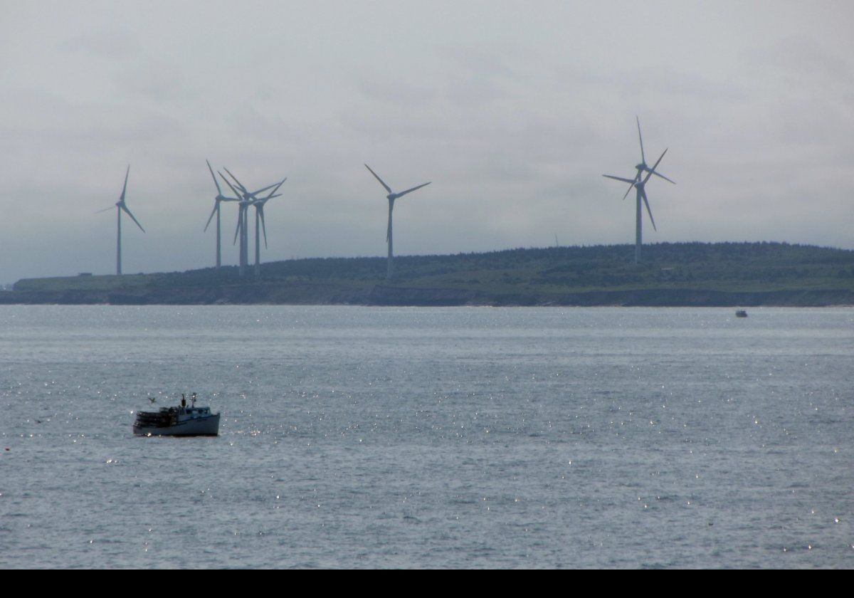 A wind farm located near the entrance to Sydney Harbour, Nova Scotia.