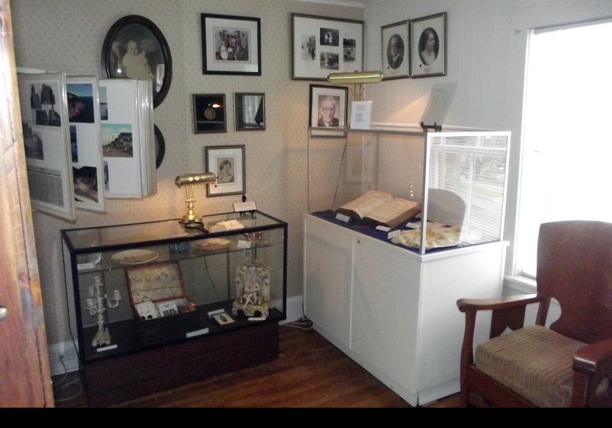 Various pictures & period artifacts in the Jost House Museum.