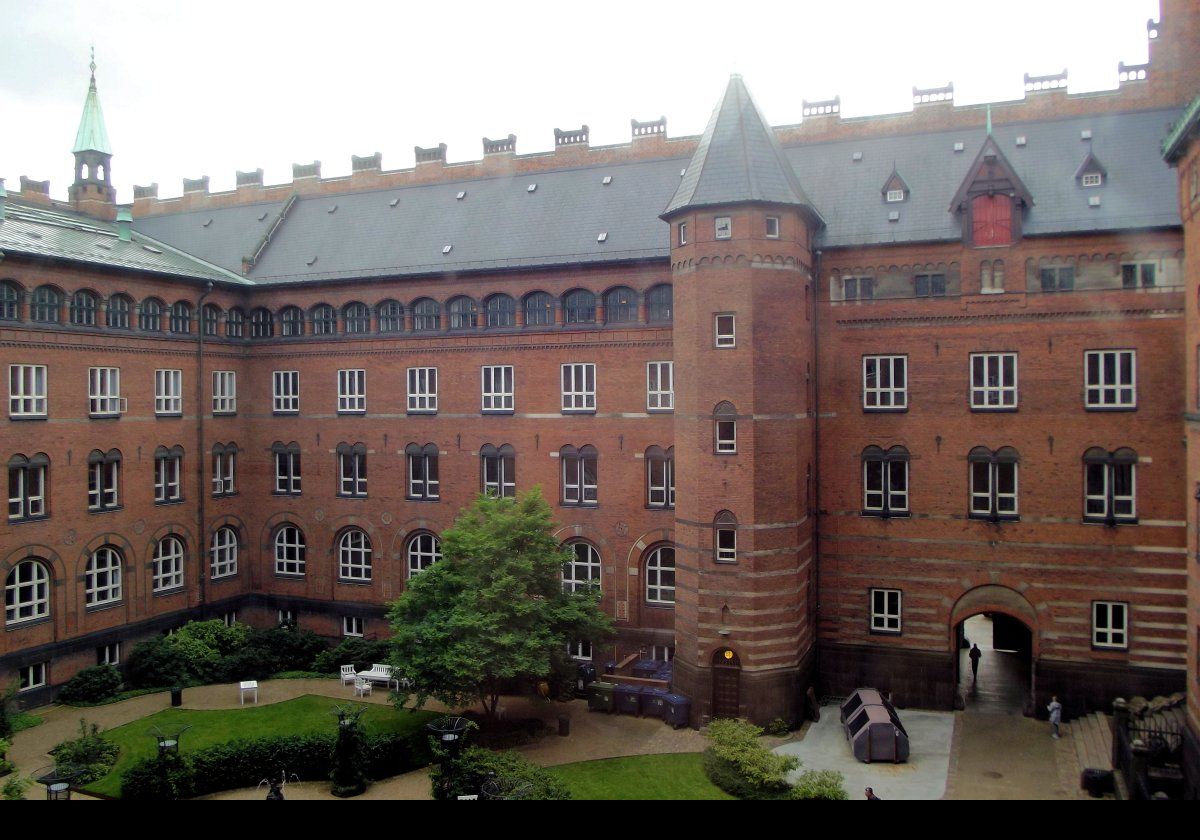 Looking down into the inner courtyard of City Hall.