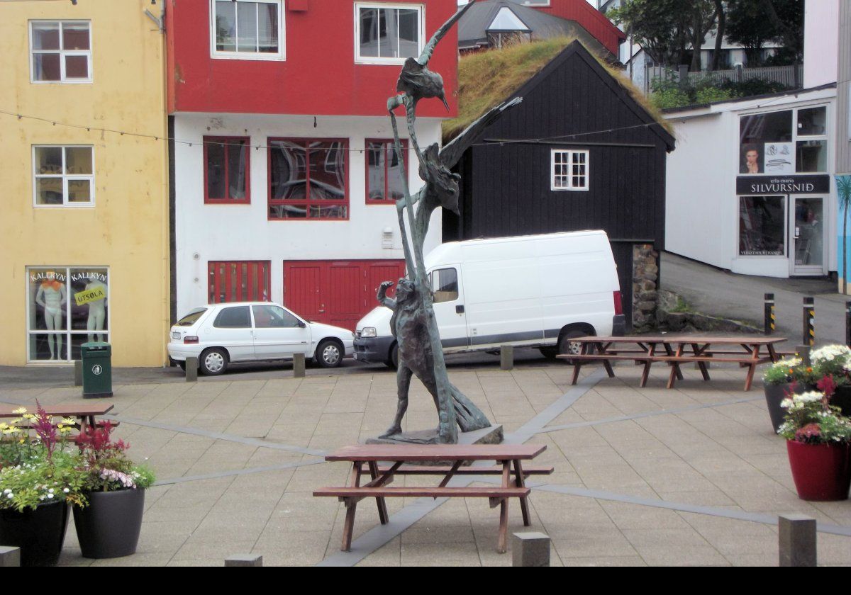 Statue of Nólsoyar Páll, who is a national hero in the Faroe Islands. On his way sailing home from England, he went missing in the Winter of 1808.