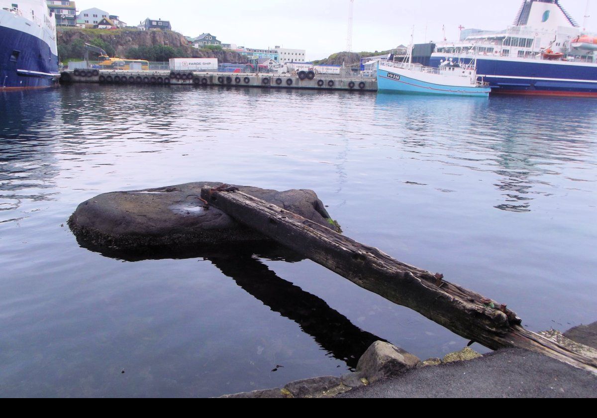 A very early ship's mooring in the harbor; not sure of the date.