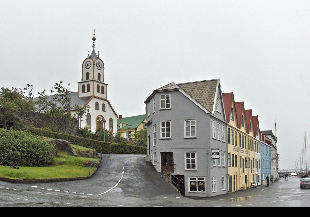 Torshavn Cathedral dates from 1788, and was substantially rebuilt in 1865, while preserving most of the major structure.  Dating from 1708, the bell is said to have come from the ship "Norske Löve" (the Norwegian Lion), which sank in 1707.  Thanks to Matthew Ross for this pic.