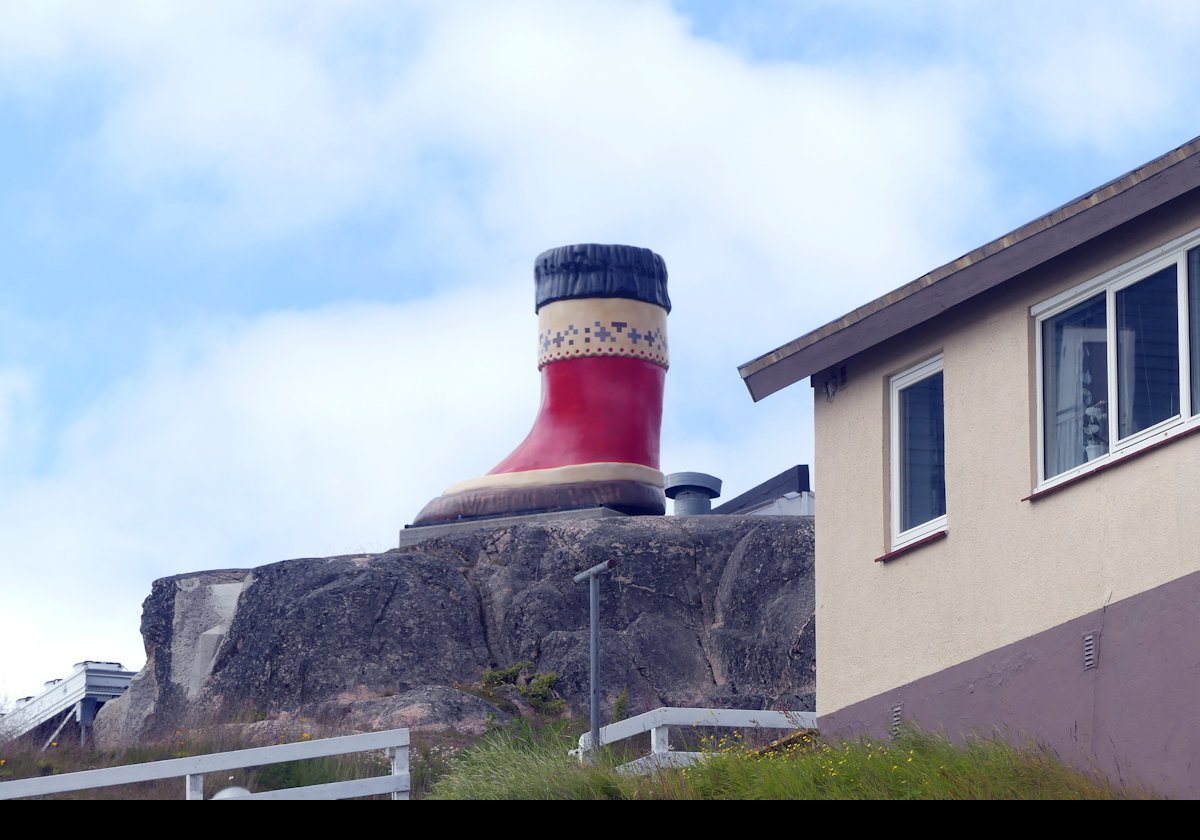 Lastly, this boot, representing Inuit heritage, sits outside Hotel Qaqortoq.