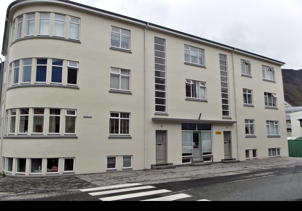 An apartment building on Aðalstræti.  
