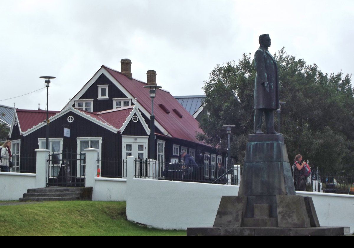 Statue of Hannes Hafstein completed by sculptor Einar Jónsson in 1931. In 1904 he was the first Icelander appointed to the Danish Cabinet as the Minister for Iceland. He died in 1922, and Iceland achieved independence in 1944.