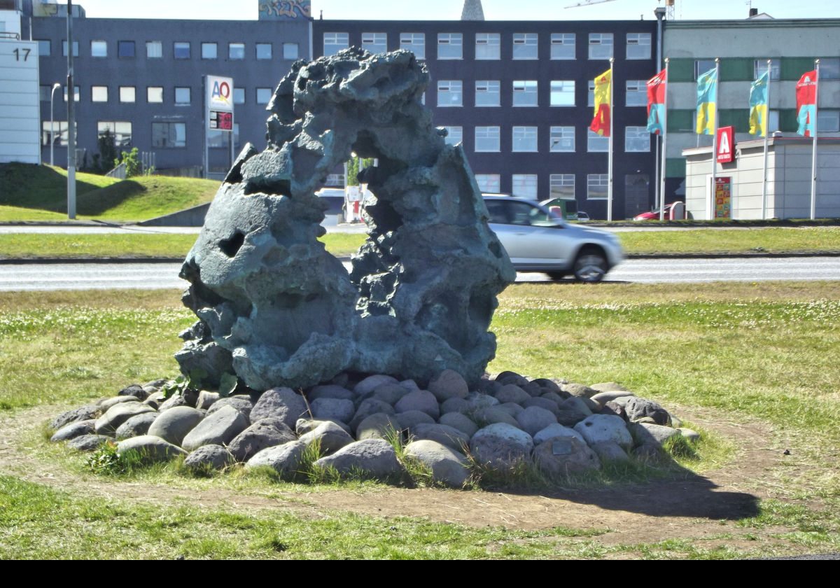 Another sculpture on the shore walk beteween the ship and the Harpa concert hall in the city.