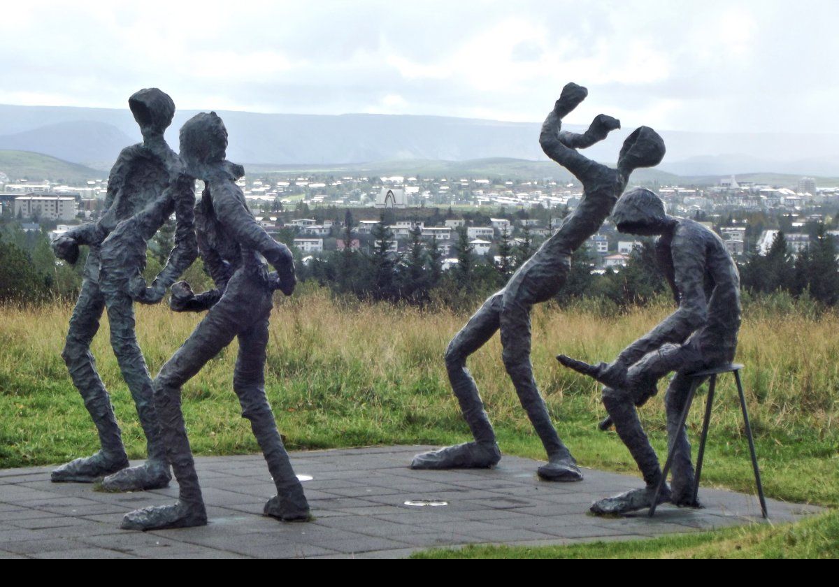 Located outside of the Perlan, the Pearl, this sculpture is called Dansleikur or Dance. Created by Þorbjörg Pálsdóttir in 1970.