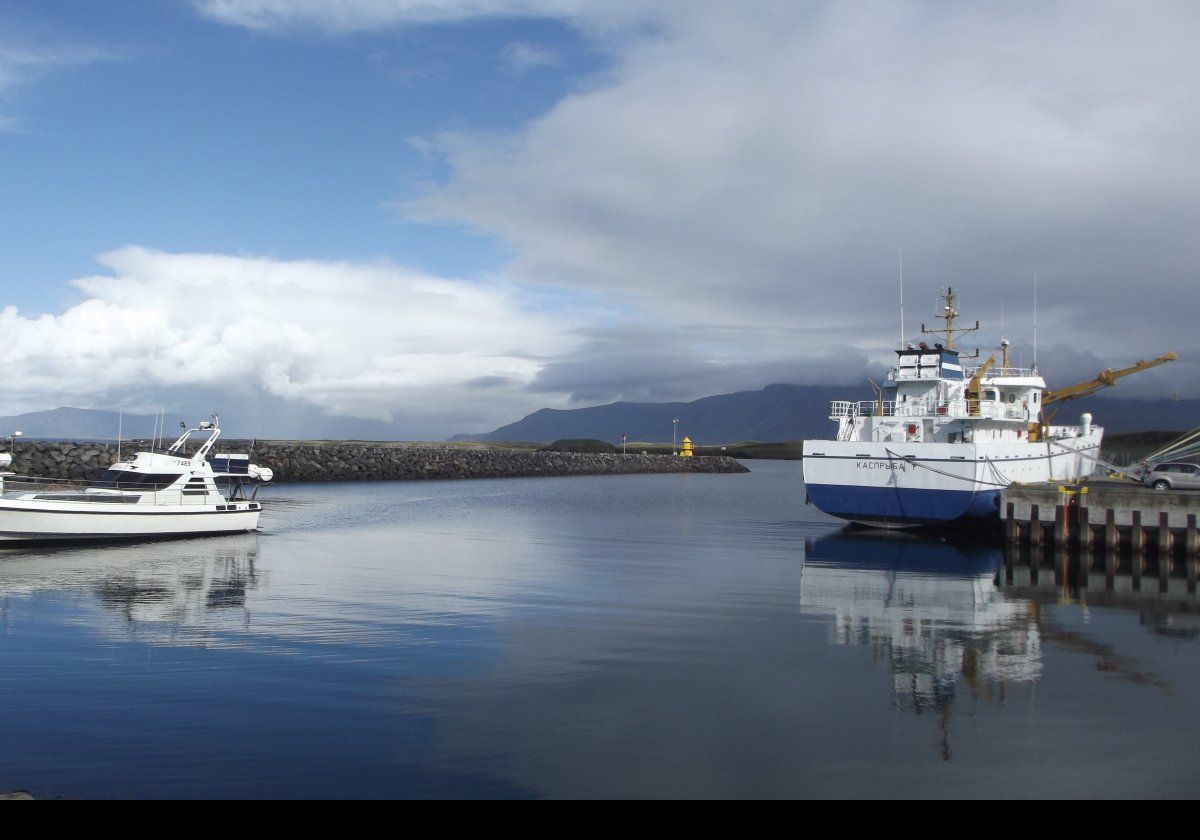 A glimpse of one of a nmber of small lighthouses dotted around Reykjavik Harbor.