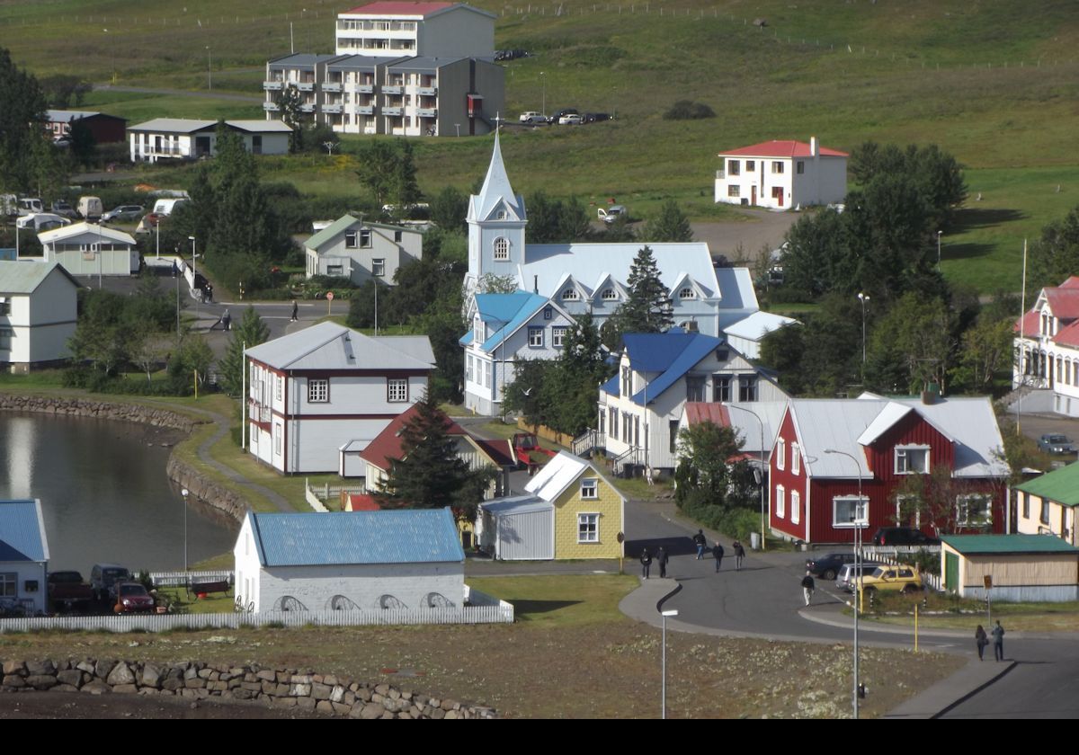 Houses & apartment buildings and, of course, the Blue Church; yes, it is really called that, or Bláa kirkja in Icelandic. More pictures of the church later in the slide show.