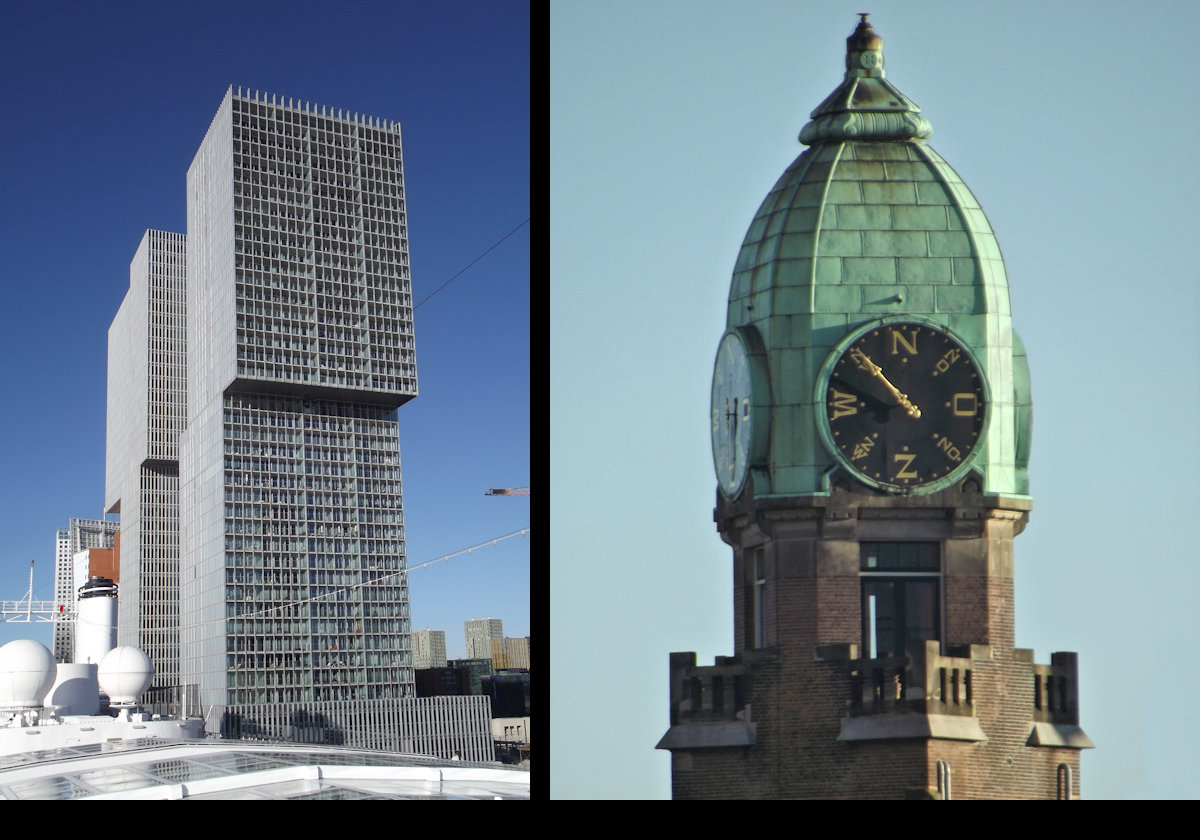 The tangled towers of the De Rotterdam building.