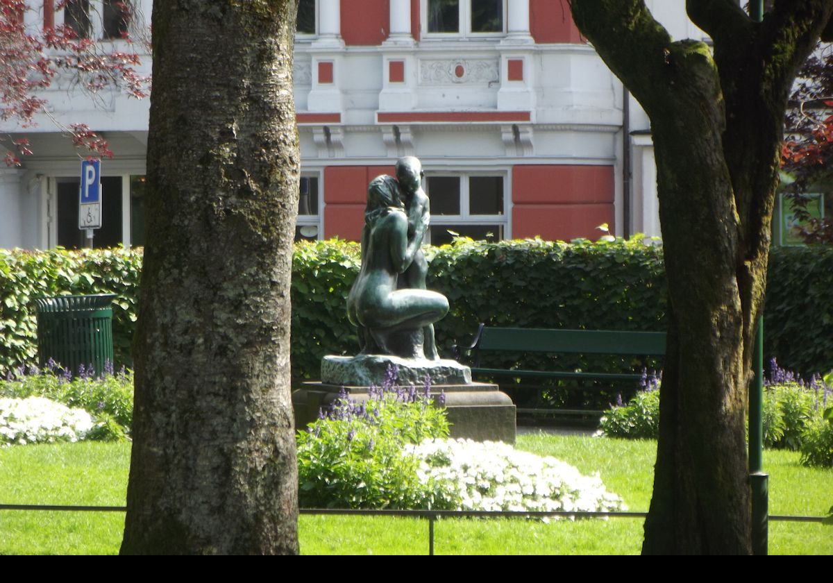 Sculpture of a mother and child  in the Theatre Gardens in Bergen.  