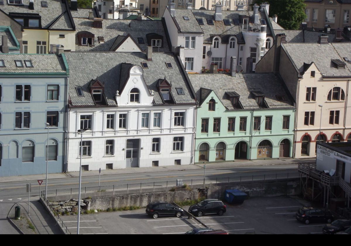 Buildings along Nedre Strandgate in Alesund.