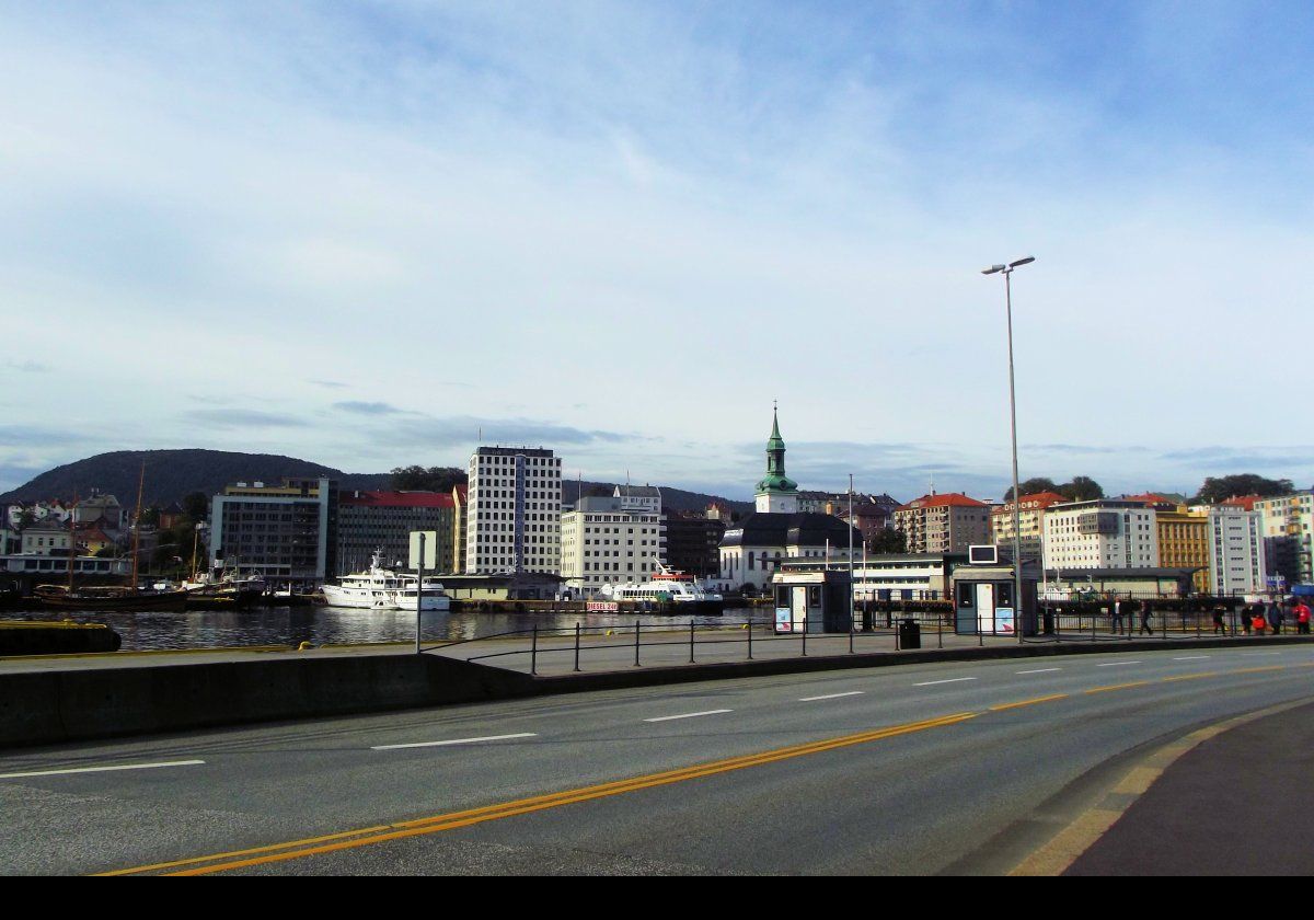 With the Bergenhus fortress behind us, looking across Bergen Havn, the Port of Bergen.