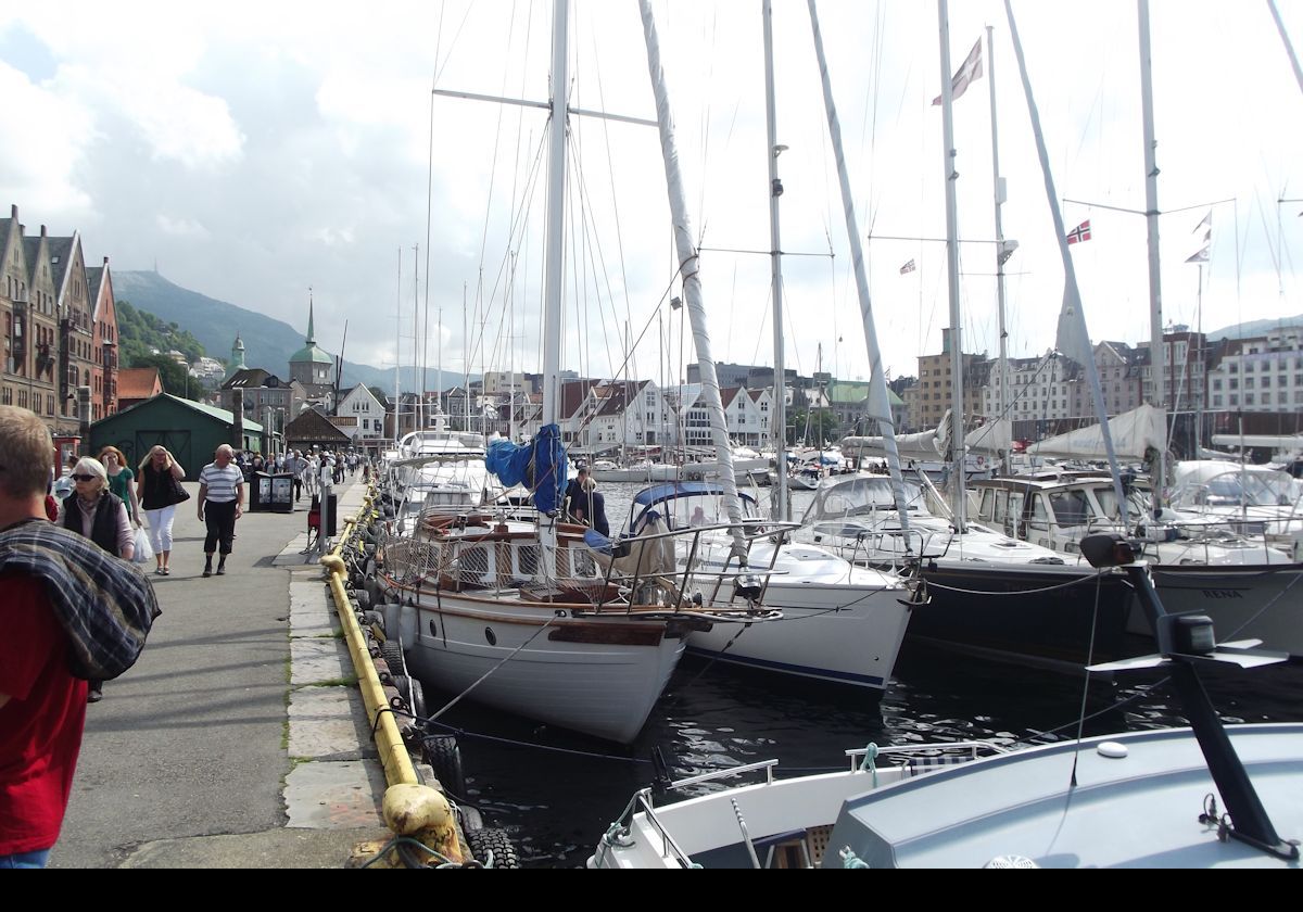 Boats moored in the port.