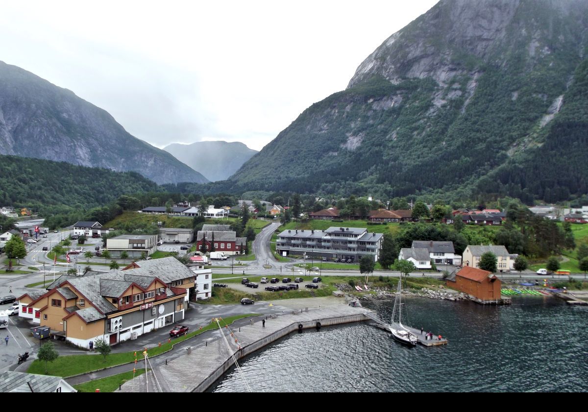 Looking across part of the town from our ship. Coop market in the left foreground.