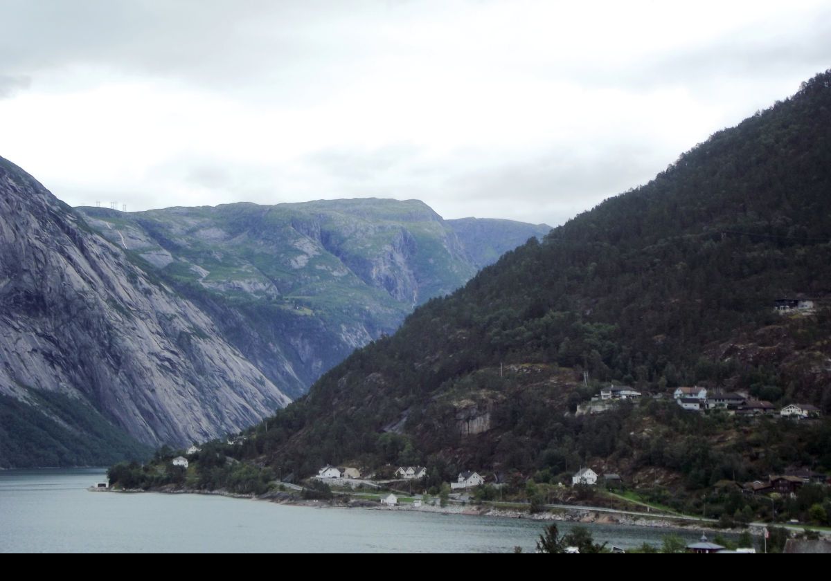 The town has mountains on two sides, the Hardangerfjord to the north-west and Eidfjordvatnet, or Lake Eidfjord, to the south-east. At 179 kilometres long, or about 112 miles, the Hardangerfjord is the fourth longest fjord in the world.