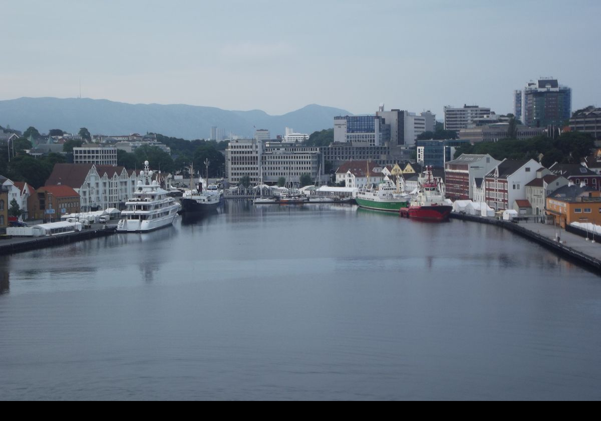 Stavanger Vågen is the harbour in the center of Stavanger.  It caters to  local boats, ferries and cruise ships.