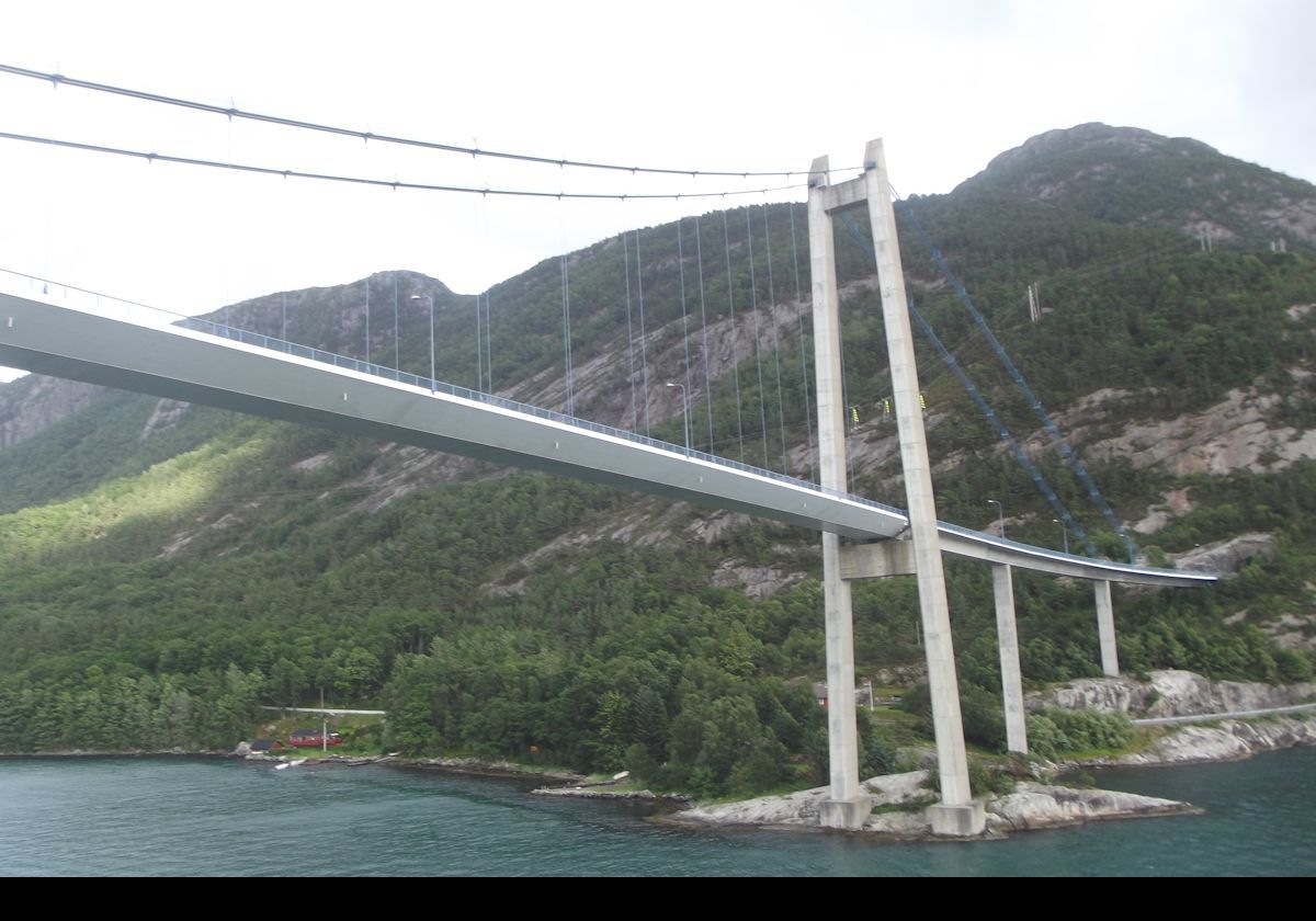 The ship cruised around the nearby fjords and took us up to the Rogaland area to see the Lysefjord suspension Bridge.