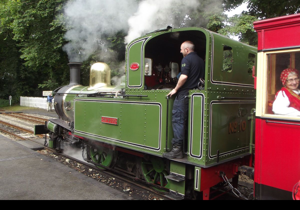 Our engine; number10. Built in 1905 by Beyer, Peacock & Co., she was named for the railway company's then director George Henry Wood.