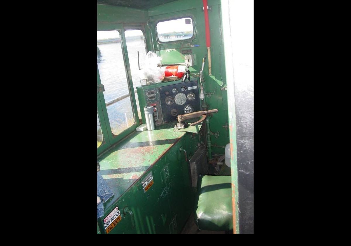 This picture shows the interior of the cab, where the engineer let me sound the whistle; while we were stationary, of course.