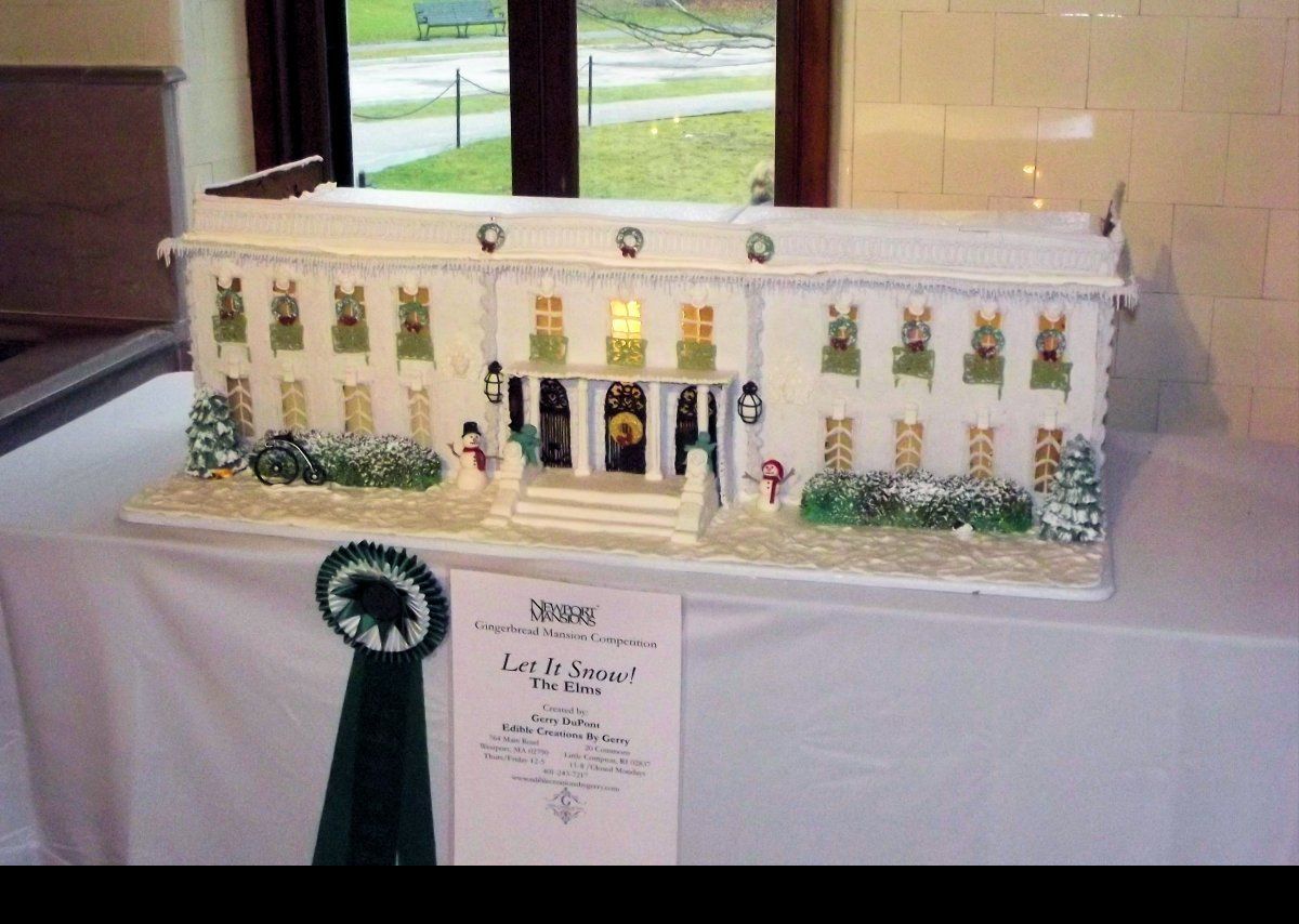 Part of a competition in Newport to build "gingerbread" versions of the mansions.  This is the model of the Elms.  