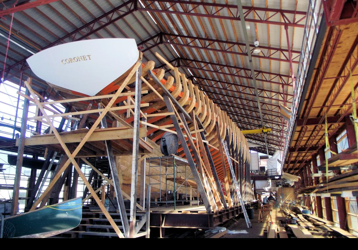 The Coronet is a schooner that was built in 1885. It has a wooden hull, and at 131 feet (40 m) is one of the oldest & largest schooners in the world.